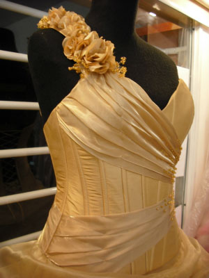 Vestido Dorado-Vestido de Fiesta
